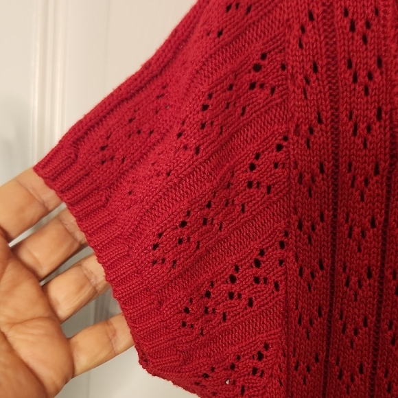 VTG MODA INT'L Red Knit Short Sleeve Scalloped Neckline Midi Dress Size S - Picture 6 of 15